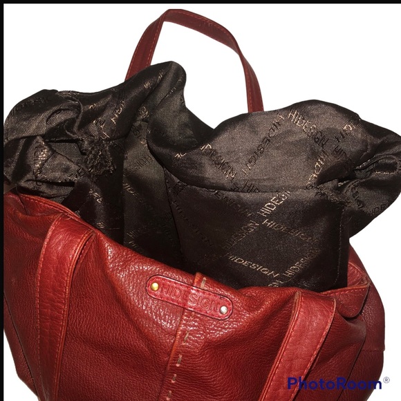 Hidesign Gen Leather Lrg Red Shoulder Bag w/gld hardware Good Preloved Condition - Picture 10 of 15